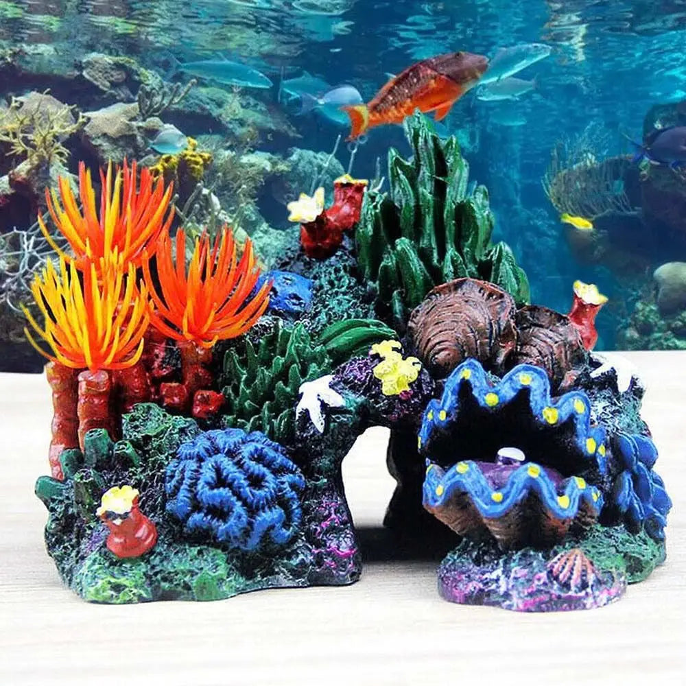 Aquarium Korallen-Deko aus Kunstharz – 12,5x10x7 cm, Süß- & Salzwasser, Fischsicher