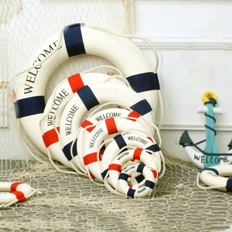 Rettungsring Wanddeko – Maritim, Blau oder Rot, 5 Größen (14–35 cm), Mediterrane Deko