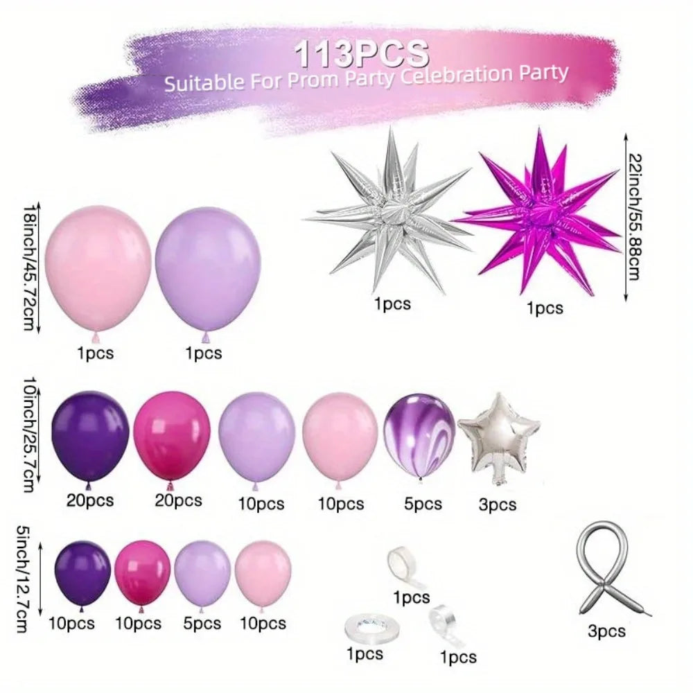 Ballon Girlanden Set 113-teilig – Sternballons für Geburtstag, Hochzeit & Party