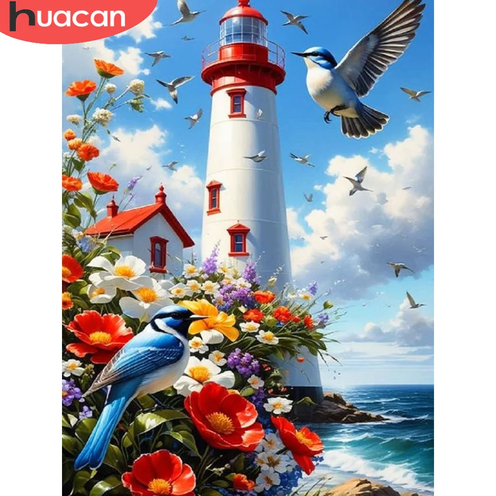 Diamond Painting Leuchtturm – 5D Diamant Mosaic Set mit Landschaftsmotiv