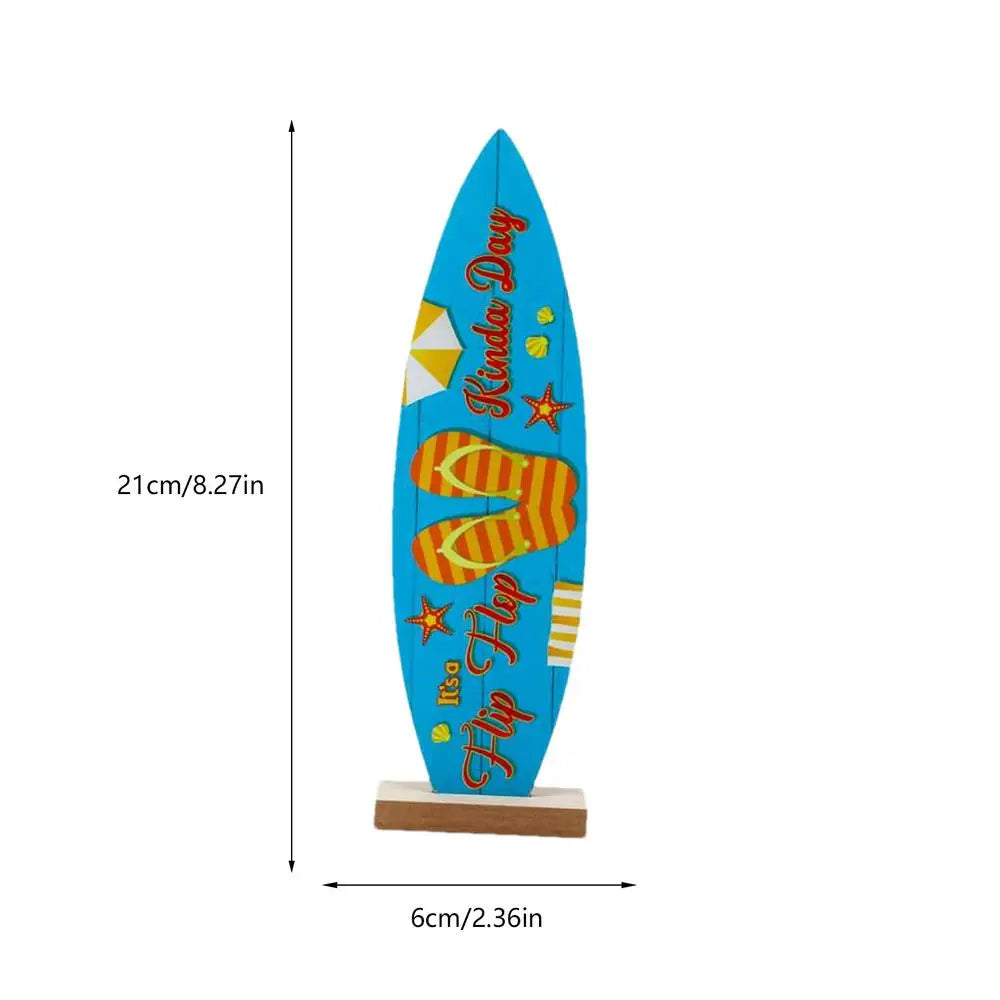 Holz-Surfbrett Tischdeko – 21x6 cm, 4 Motive: Sommer, Flip-Flop, Willkommen & Baum, Strand & Ozean