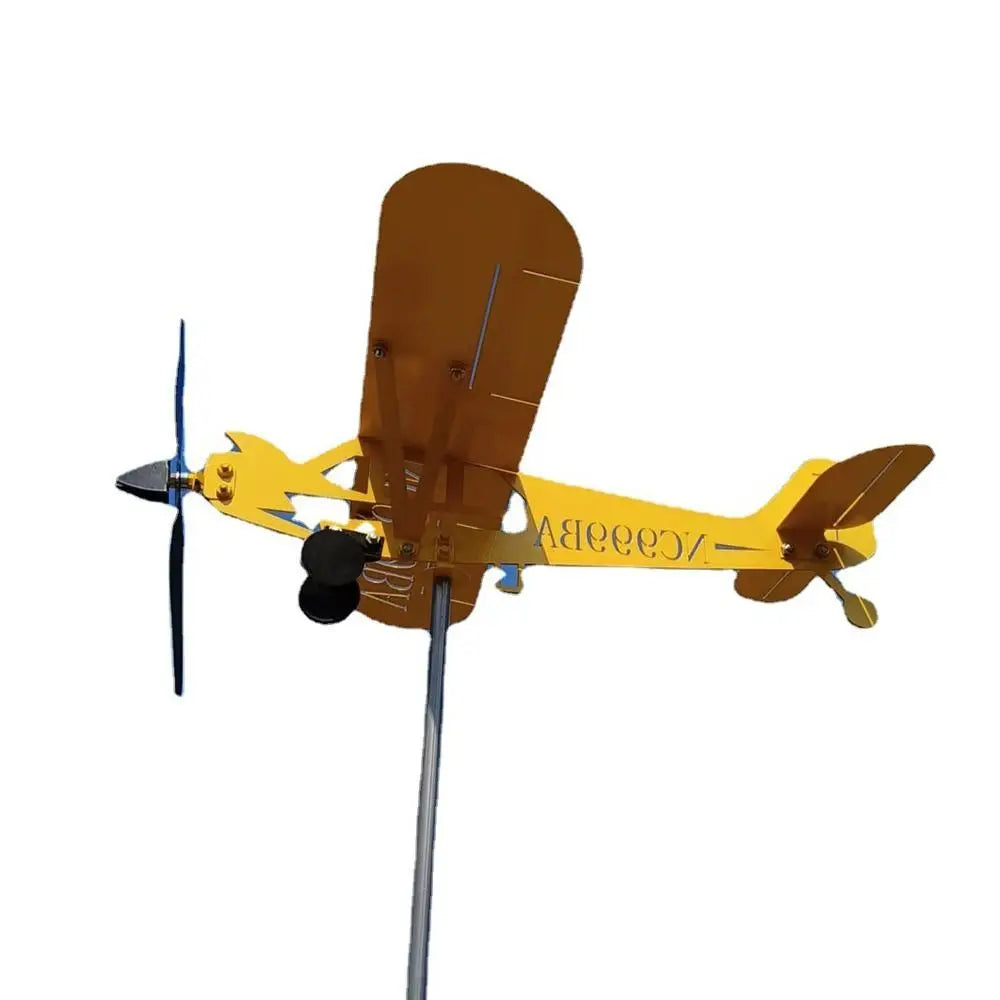 Metall-Windfahne Flugzeug – 3D Gartendeko mit Windrichtungsanzeige