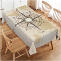 Maritime Tischdecke mit Kompass & Weltkarte – wasserabweisend, waschbar, 9 Größen