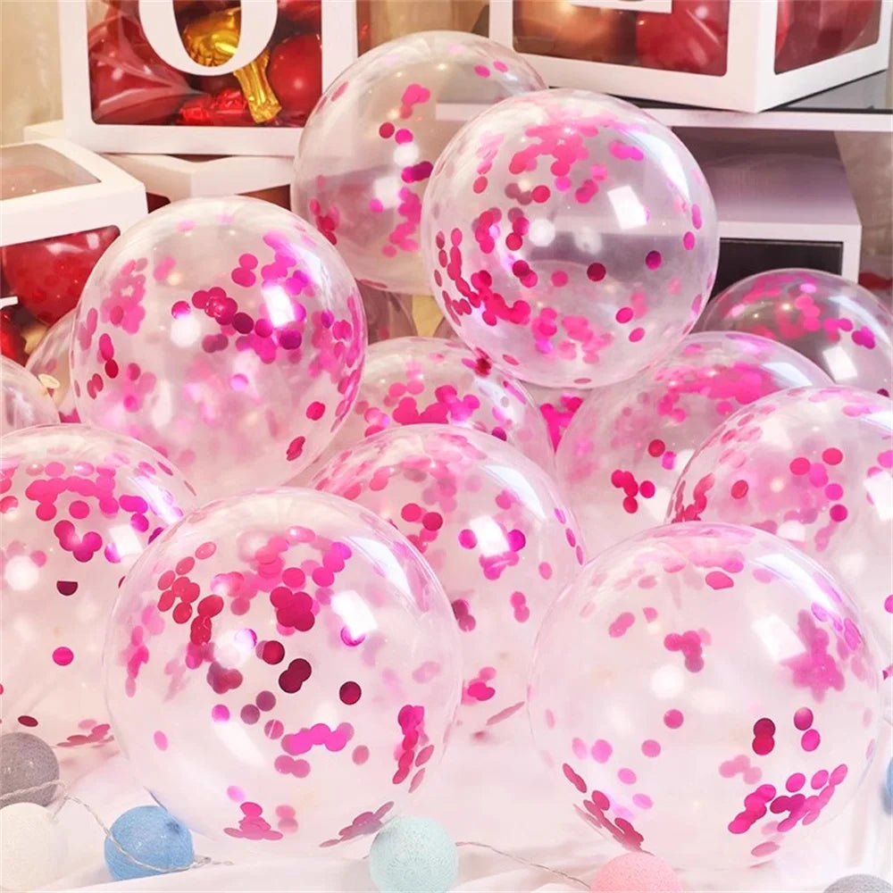 Macaron Luftballons 50er Set – Rosa, Lila & Metallic Konfetti | Hochzeit, Geburtstag & Party