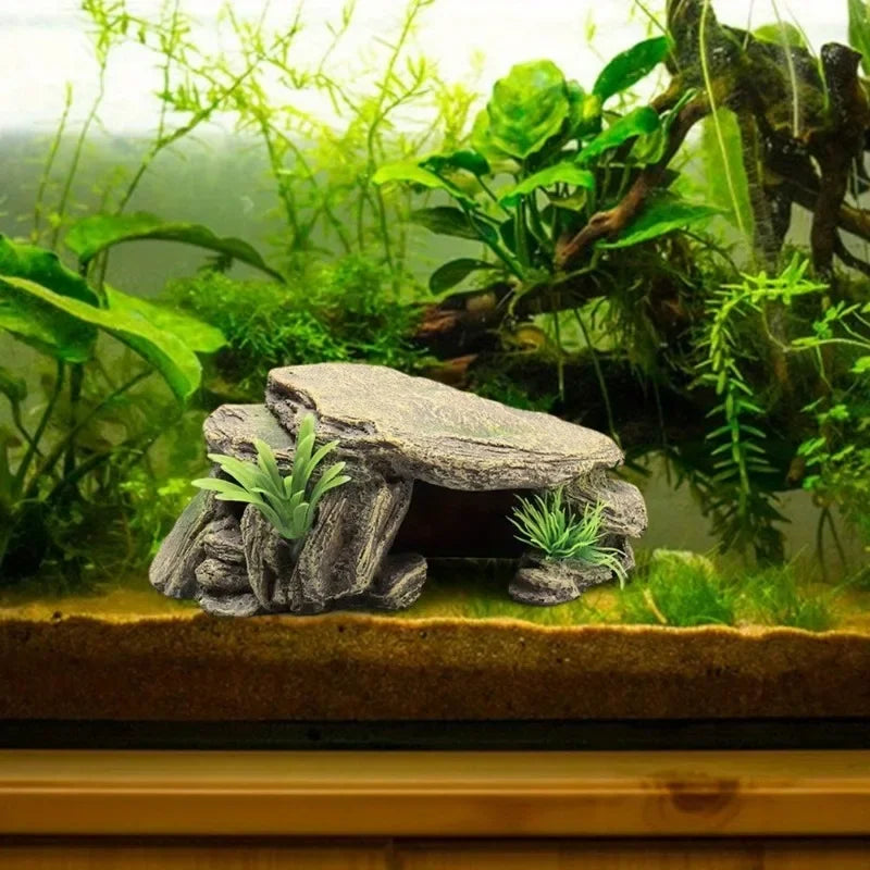 Schildkröten-Sonnenplattform für Aquarium – Reptilien-Dekoration aus Resin