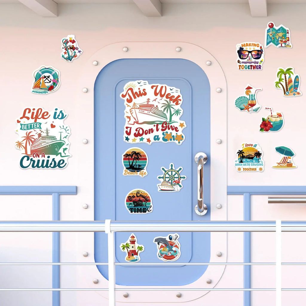 Magnetische Kreuzfahrt-Türdekoration – 16 tropische Hawaii-Magnete im Retro-Nautik-Stil