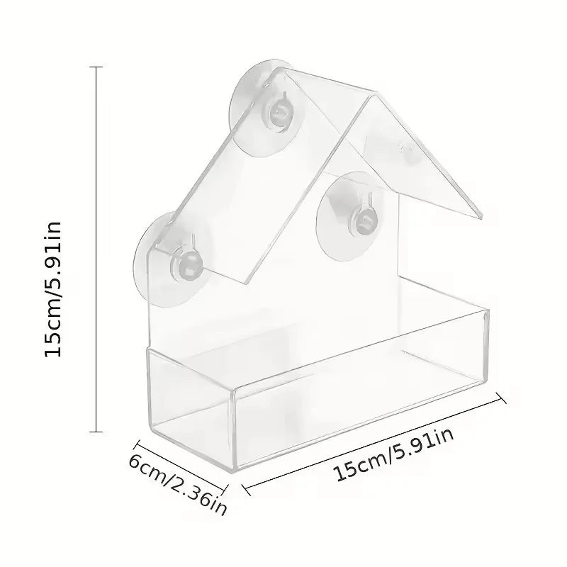 Vogelfutterspender fuer Fenster – Transparent, mit Saugnapf, fuer Garten und Balkon