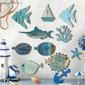 10er Set Holzfische Wanddeko – Maritime Badezimmer & Wohnzimmer Dekoration