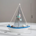 Mini Holz-Segelboot Tischdeko – 10–14 cm, Mediterran, 4 Motive: Möwe, Rettungsring, Steuerrad & Seestern