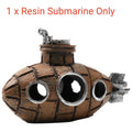 Aquarium Deko – Kunstharz U-Boot & Vulkan mit Luftblasen-Effekt
