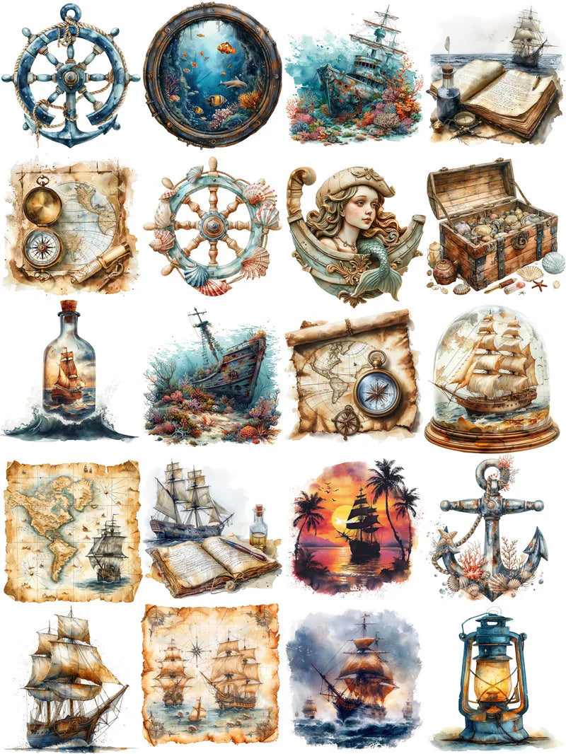 Maritime Seekarten-Aufkleber – Scrapbooking, Basteln & Buchgestaltung, ab 14 Jahren