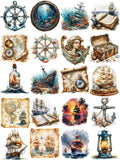 Maritime Seekarten-Aufkleber – Scrapbooking, Basteln & Buchgestaltung, ab 14 Jahren